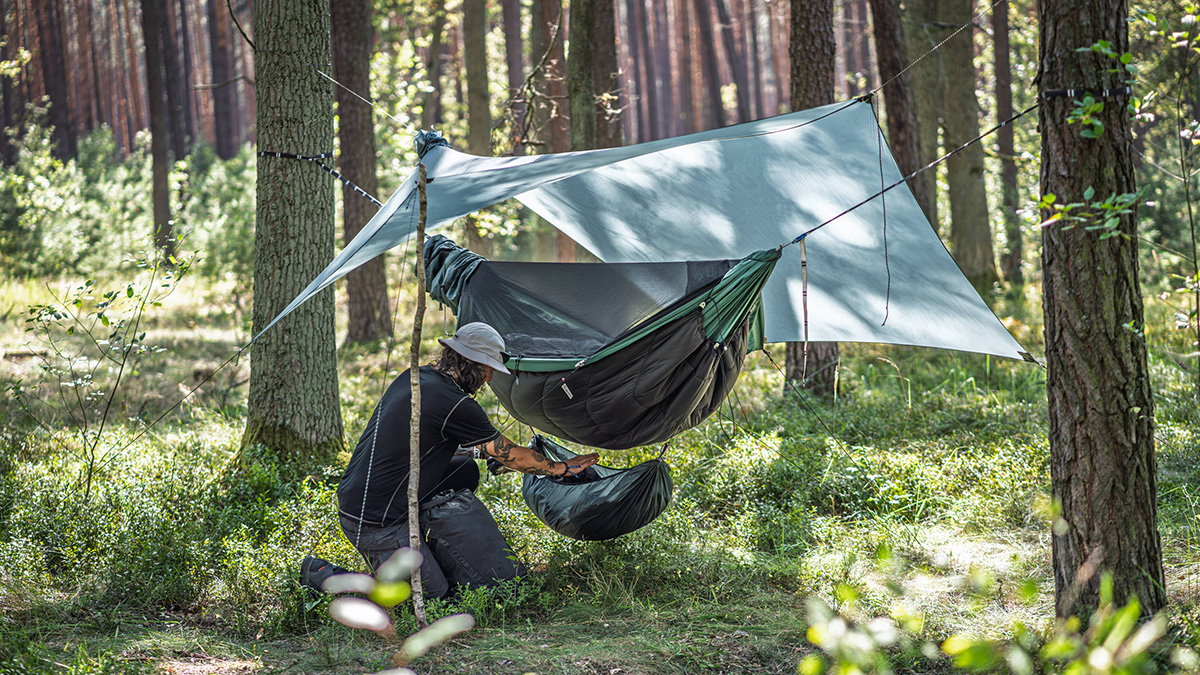 Hamak z moskitierą turystyczny Lesovik Draka Silver Pine